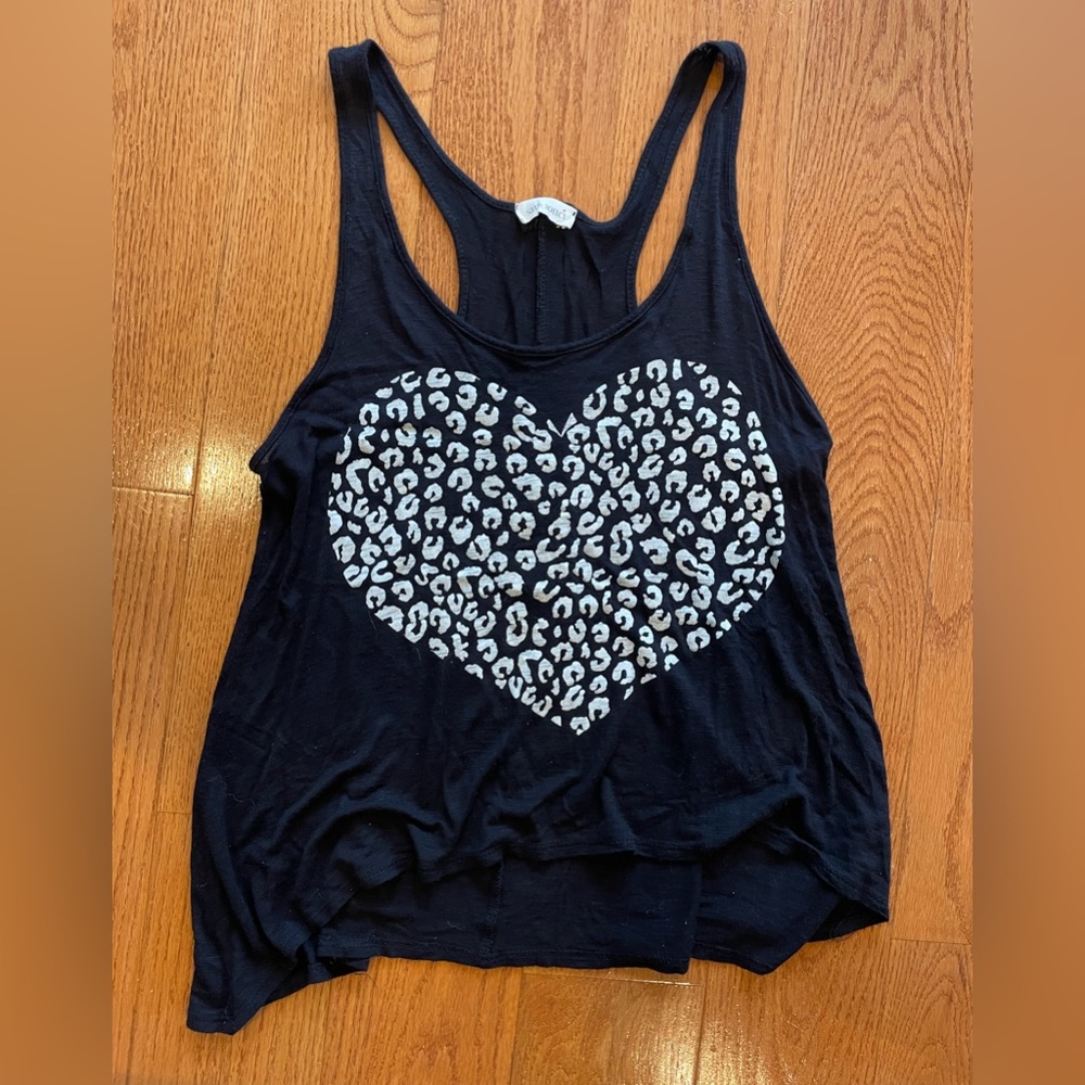 Sans Souci Leopard Heart Hi-Lo Racerback Tank Top with Back Zipper – Size Small